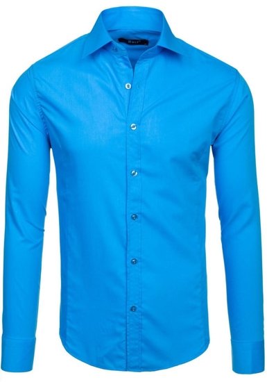 Camicia elegante a manica lunga da uomo turchese Bolf 1703