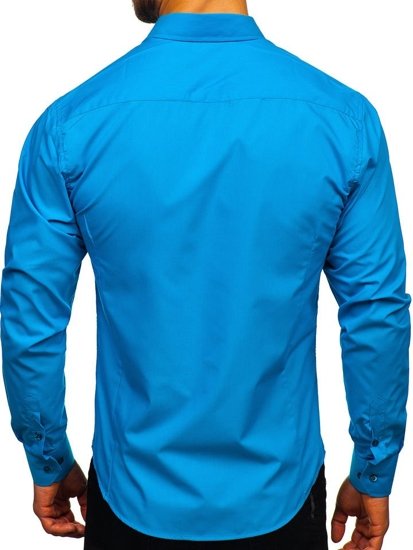 Camicia elegante a manica lunga da uomo turchese Bolf 1703