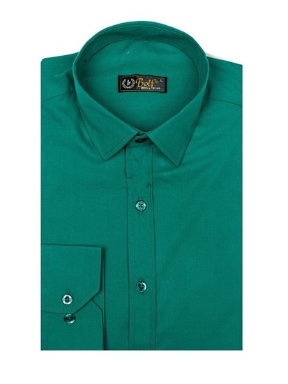 Camicia elegante a manica lunga da uomo verde scura Bolf 1703