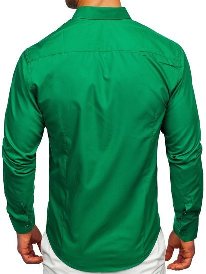 Camicia elegante a manica lunga da uomo verde scura Bolf 1703