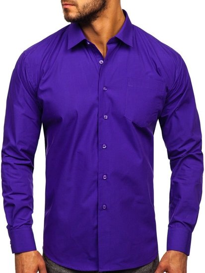 Camicia elegante a manica lunga da uomo viola Bolf 0003