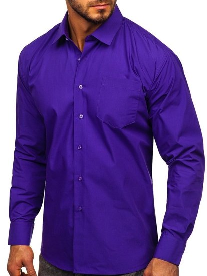 Camicia elegante a manica lunga da uomo viola Bolf 0003