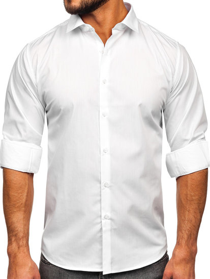 Camicia elegante a manica lunga tipo slim fit da uomo bianca Bolf MS13