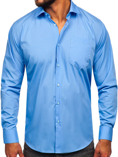 Camicia elegante a maniche lunghe da uomo azzurra Bolf M14