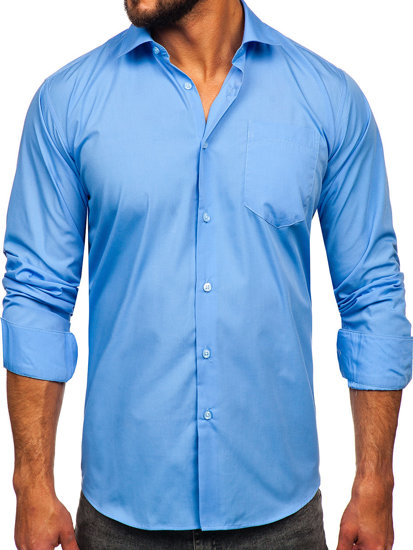 Camicia elegante a maniche lunghe da uomo azzurra Bolf M14