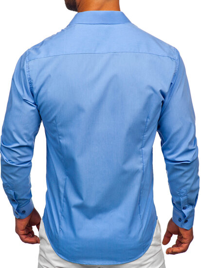 Camicia elegante a maniche lunghe da uomo azzurro Bolf 1703