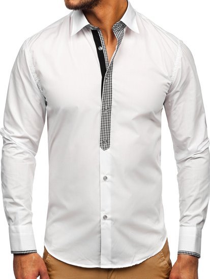 Camicia elegante a maniche lunghe da uomo bianca Bolf 6873