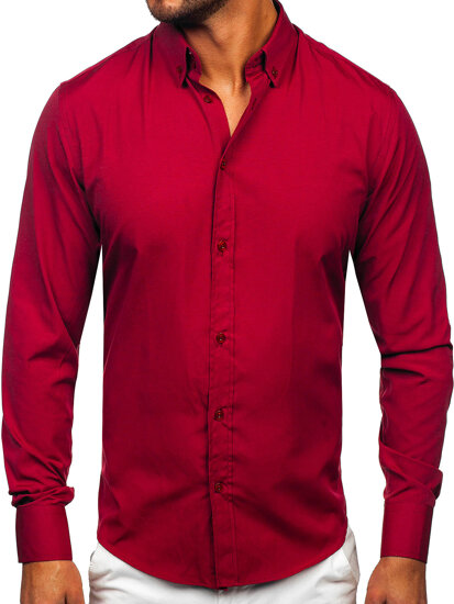 Camicia elegante a maniche lunghe da uomo bordò Bolf 5821-1