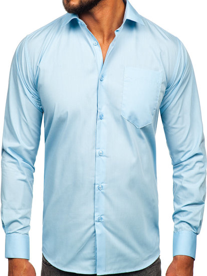 Camicia elegante a maniche lunghe da uomo celeste Bolf M14