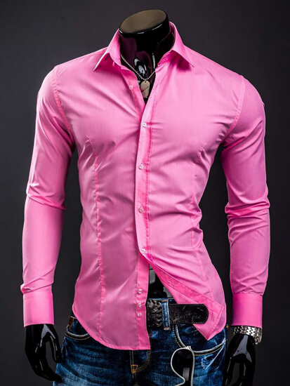 Camicia elegante a maniche lunghe da uomo corallo Bolf 1703A