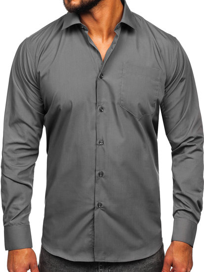 Camicia elegante a maniche lunghe da uomo grafite Bolf M14