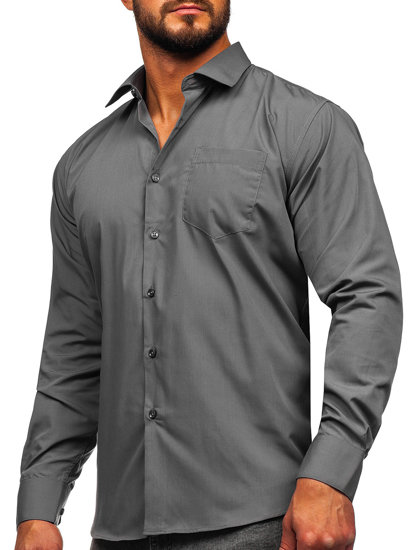 Camicia elegante a maniche lunghe da uomo grafite Bolf M14