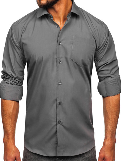 Camicia elegante a maniche lunghe da uomo grafite Bolf M14