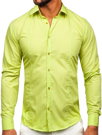 Camicia elegante a maniche lunghe da uomo verde Bolf 6944