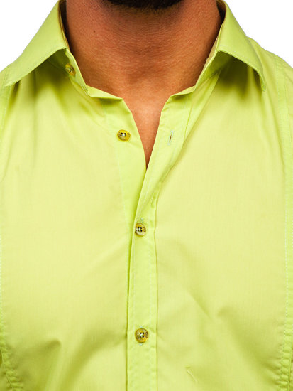 Camicia elegante a maniche lunghe da uomo verde Bolf 6944