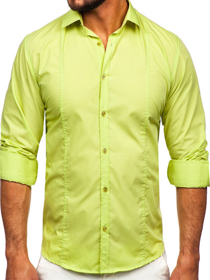 Camicia elegante a maniche lunghe da uomo verde Bolf 6944