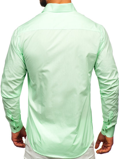 Camicia elegante a maniche lunghe da uomo verde menta Bolf 6944