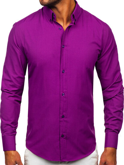 Camicia elegante a maniche lunghe da uomo viola Bolf 5821-1