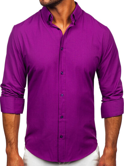 Camicia elegante a maniche lunghe da uomo viola Bolf 5821-1