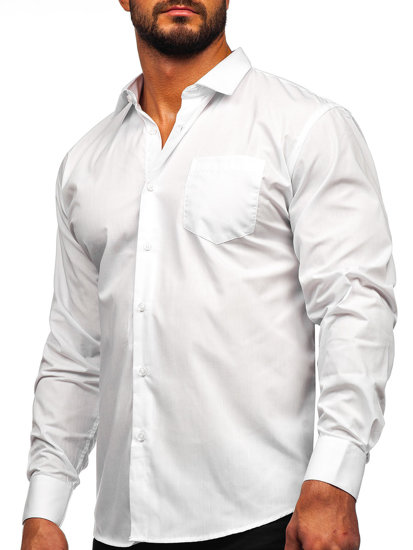 Camicia elegante con maniche lunghe da uomo bianca Bolf M13