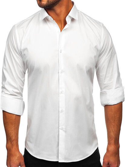 Camicia elegante in cotone slim fit a maniche lunghe da uomo bianco Bolf TSM13