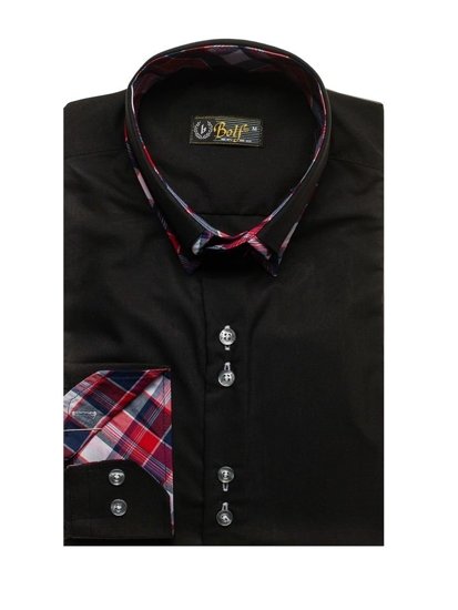 Camicia elegnate a manica lunga da uomo nera Bolf 2712