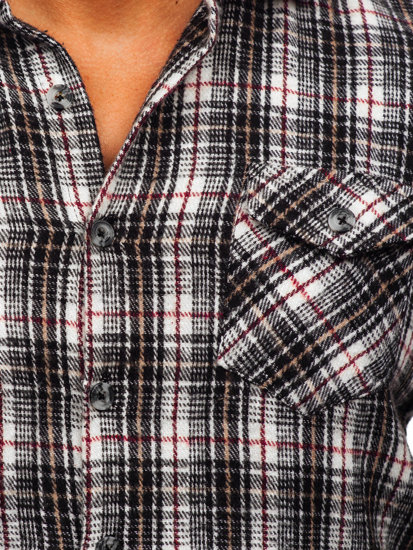 Camicia in flanella a maniche lunghe da uomo nero-bianca Bolf 20731-2