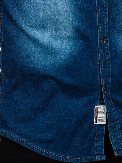 Camicia in jeans a manica lunga da uomo azzurra Bolf MC704B