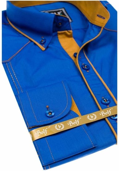 Camicica elegante a manica lunga da uomo bluette Bolf 4777