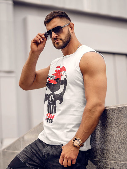 Canotta tank top con stampa bianco-nera Bolf 14822A