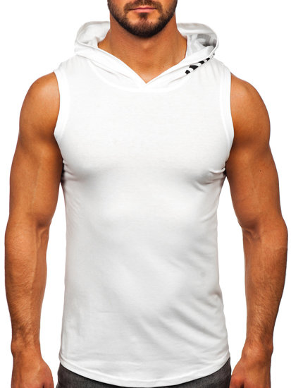 Canotta tank top con stampa da uomo bianca Bolf 2537