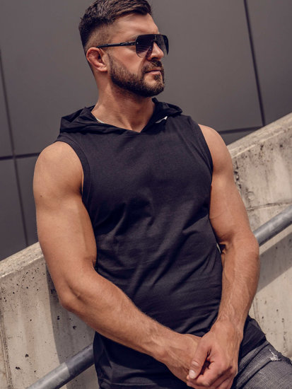 Canotta tank top con stampa da uomo nera Bolf 2537A