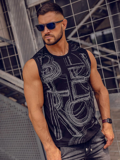 Canotta tank top con stampa da uomo nero-grafite Bolf 14818A