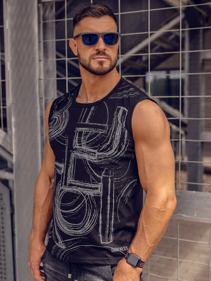 Canotta tank top con stampa da uomo nero-grafite Bolf 14818A