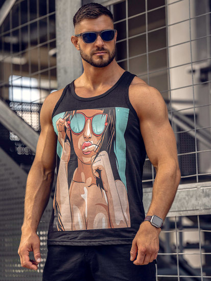 Canotta tank top con stampa nera Bolf 143027A