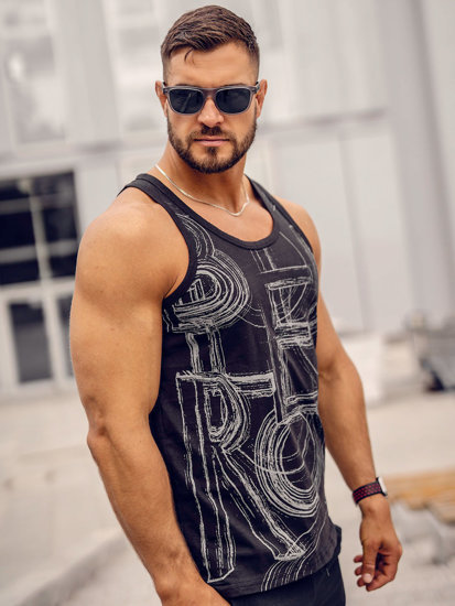 Canotta tank top con stampa nera Bolf 14846A