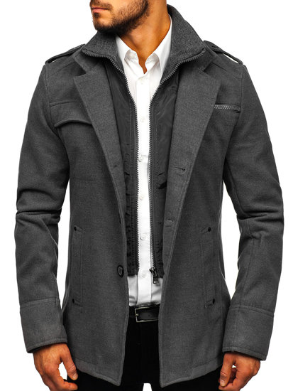 Cappotto da uomo grigio Bolf 8856D