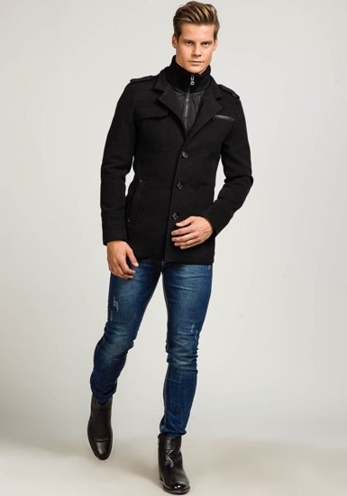 Cappotto da uomo nero Bolf 8856C