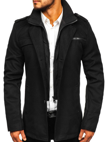 Cappotto da uomo nero Bolf 8856D