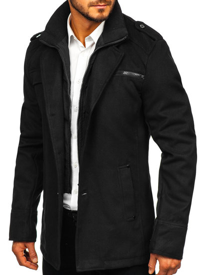 Cappotto da uomo nero Bolf 8856D