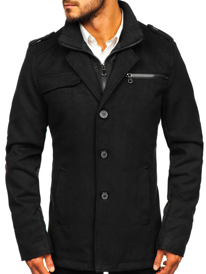 Cappotto da uomo nero Bolf 8856D