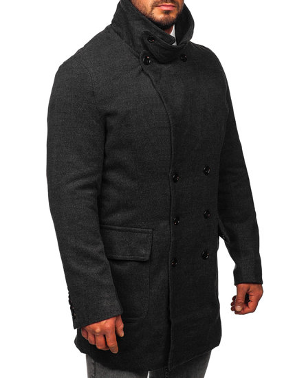 Cappotto doppiopetto con collo alto da uomo grafite Bolf 1048