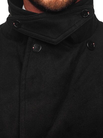 Cappotto doppiopetto con scollo alto invernale da uomo  nero Bolf 1048C