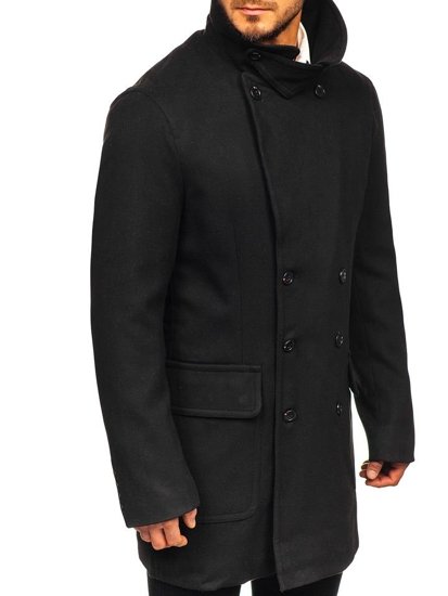 Cappotto invernale a doppia fila con collo alto da uomo nero Bolf 1048