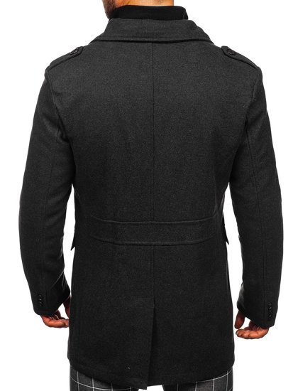 Cappotto invernale da uomo a doppia fila con collo aggiuntivo staccabile grafite Bolf 8805