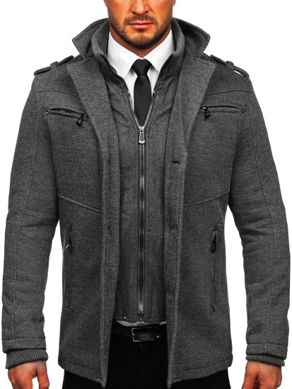 Cappotto invernale da uomo grigio Bolf 88803