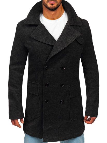 Cappotto invernale doppiopetto con scollo alto da uomo grafite Bolf 1048A