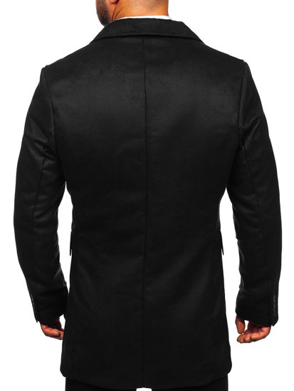 Cappotto invernale lungo doppiopetto da uomo nero Bolf 79B3-073