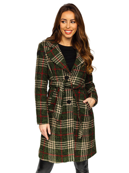 Cappotto invernale lungo isolato con cintura da donna verde Bolf OMDL011