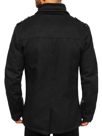 Cappotto monopetto con collo alto da uomo nero Bolf 8853